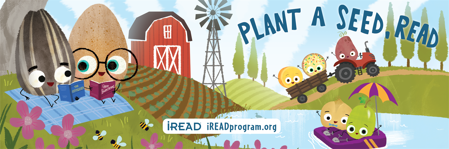 Graphic for 'Plant a Seed, Read' iRead Summer Reading Program.
